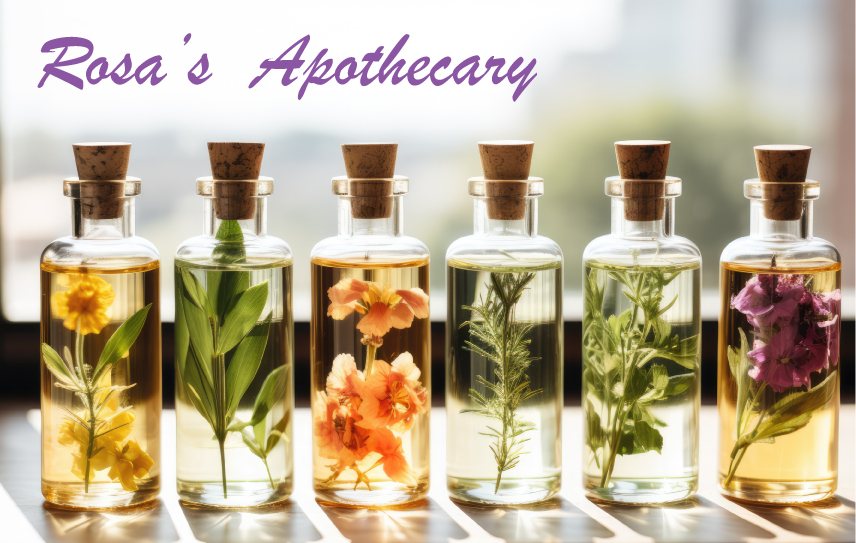 Rosa's Apothecary - bottles of various herbal oils